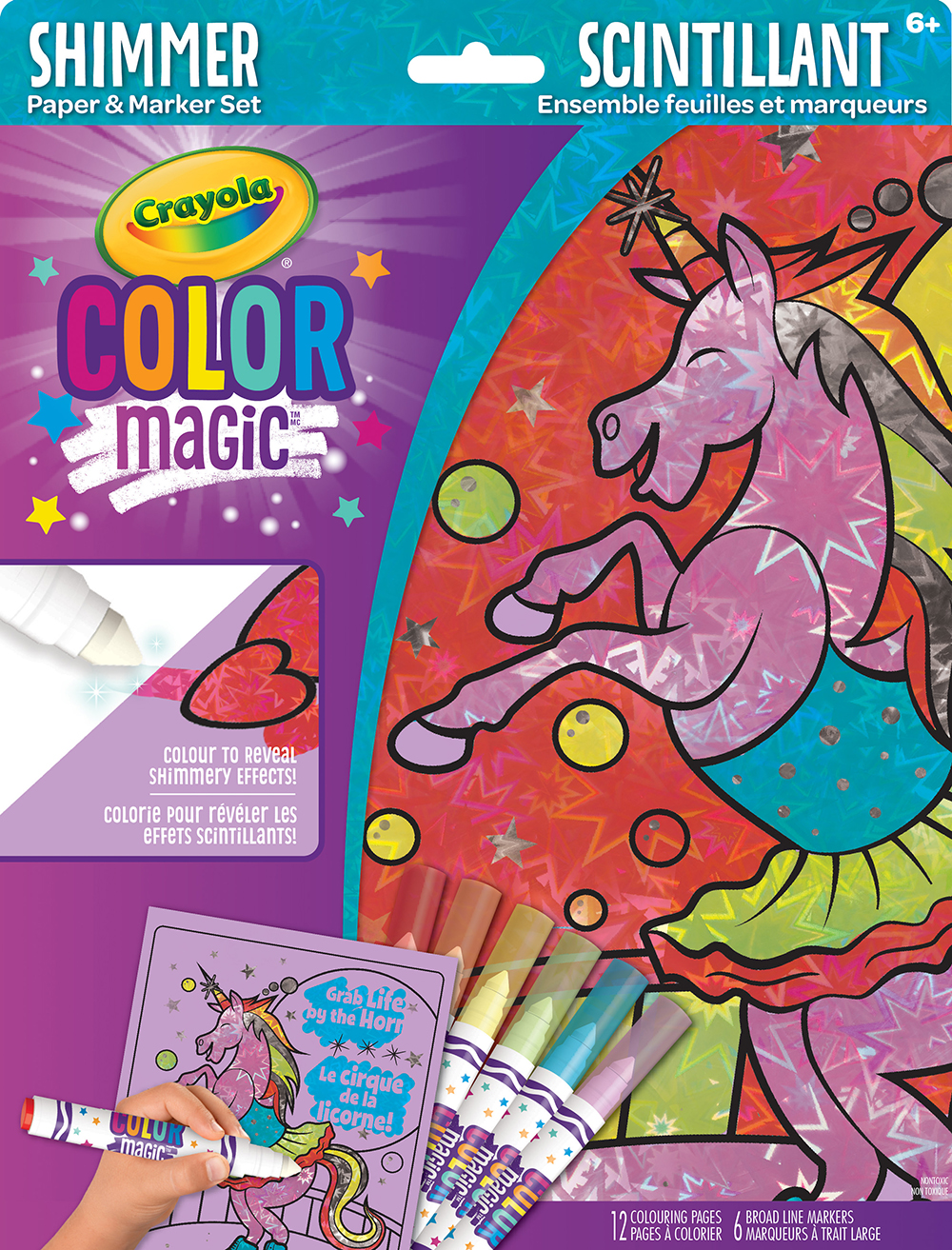 color magic ensemble feuilles et marqueurs scintillant licornes crayola coloriage anna elsa