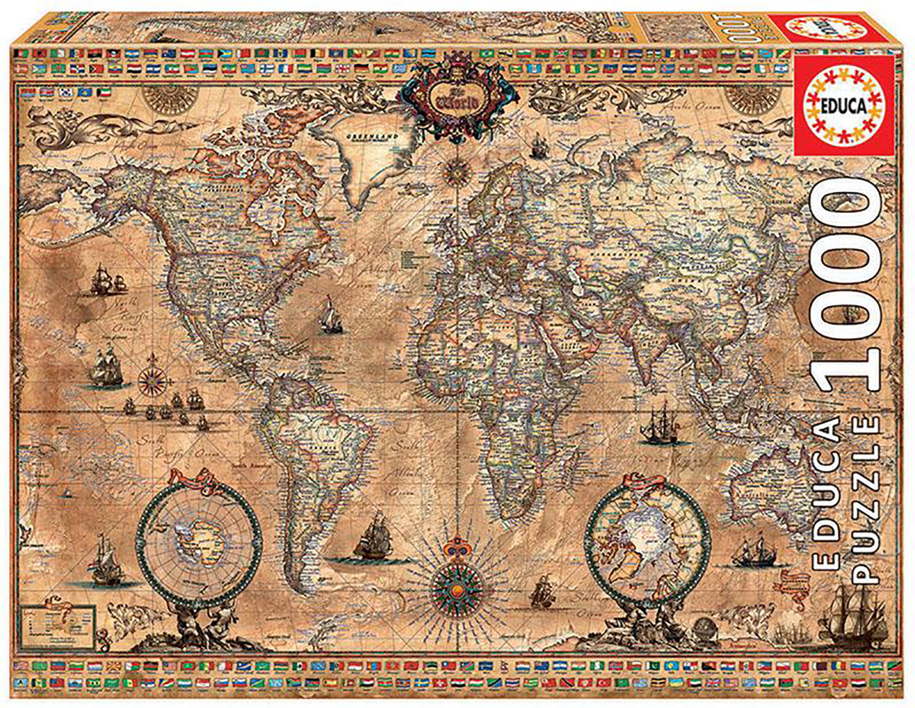 Casse t te 1000  pi ces Ancienne  carte  du monde Educa 